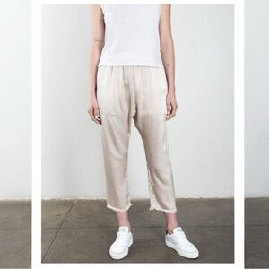 Cropped Satin Drop Crotch Pants Neutral Beige XS Minimalist Pharaoh